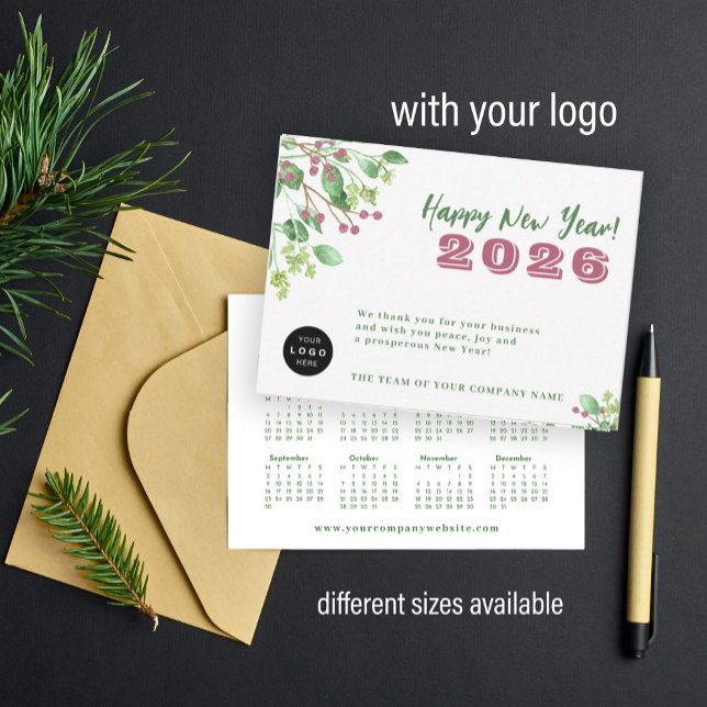 2026 calendar your logo business New Year holiday Card (Creator Uploaded)