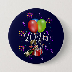 2026 Celebrate, time to party. 7.5 Cm Round Badge