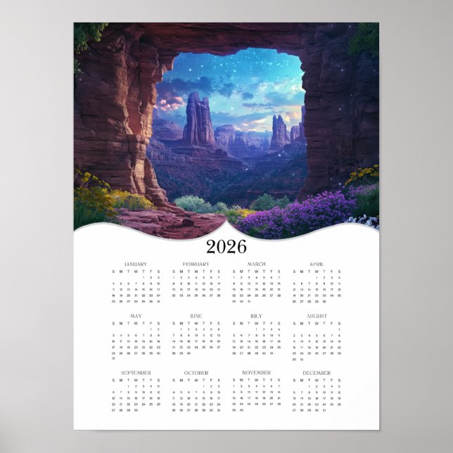 2026 Celestial Landscape Full Year Wall Calendar Poster (Front)