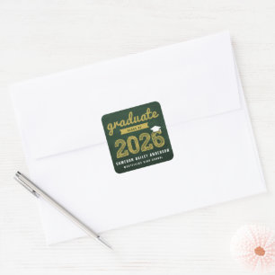 2026 Chalkboard Sketch Graduate Retro Graduation Square Sticker