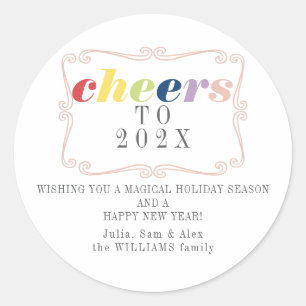 2026 Cheers Modern Retro Holiday Happy New Year Classic Round Sticker