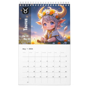 2026 Chibi Cute Zodiac Calendar – Kawaii Astrology