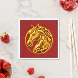 2026 Chinese New Years- Gold Horse Napkin