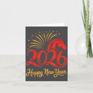 2026 Chinese Zodiac Horse Year Happy New Year Fire Card