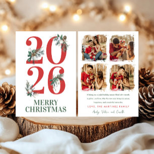 2026 Christmas Photo Card Classic Winter Greenery