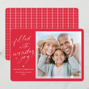 2026 CHRISTMAS PHOTO elegant type overlay red Holiday Card