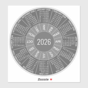 2026 Circle Calendar - Modern Shades - Gray 