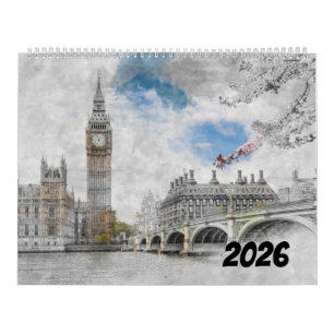 2026 City Sketches Wall Calendar – Hand-Drawn 