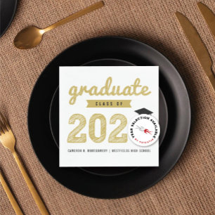 2026 Class Bold Gold Sketch Graduation Party Paper Napkin