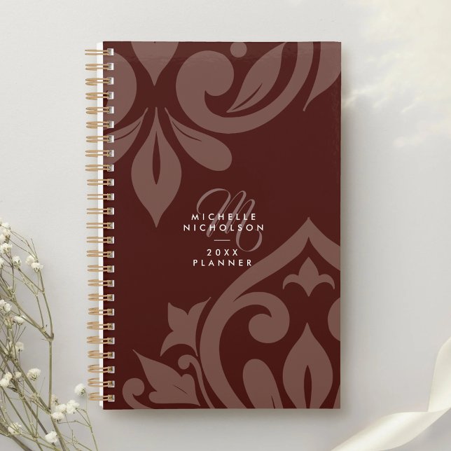 2026 Classic Damask Chic Typography Monogrammed Planner (Creator Uploaded)