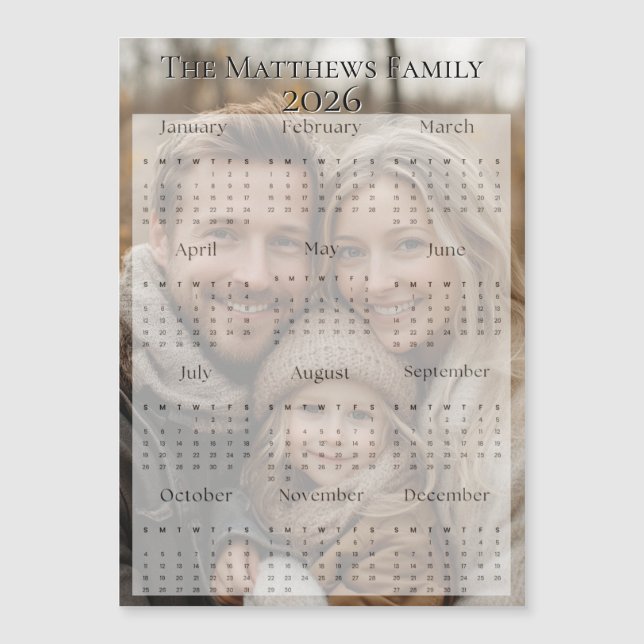 2026 Classic Font Holiday Photo Calendar (Front)