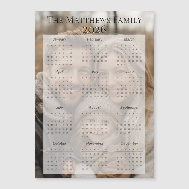 2026 Classic Holiday Photo Calendar (Front)