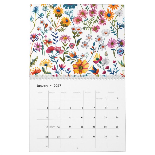 2026 Classic Wildflower Pattern Calendar (Jan 2027)