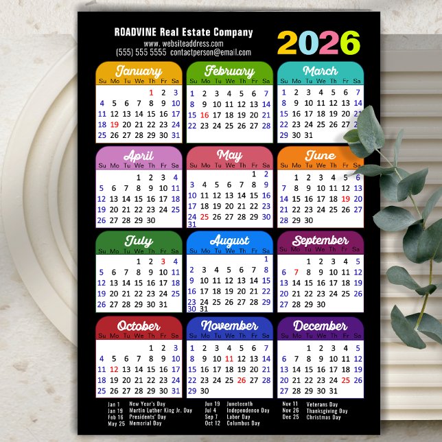 2026 Colour Calendar US Holidays Corporate Magneti (Creator Uploaded)