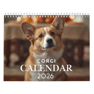 2026 Corgi Calendar – 12 Month Wall Calendar