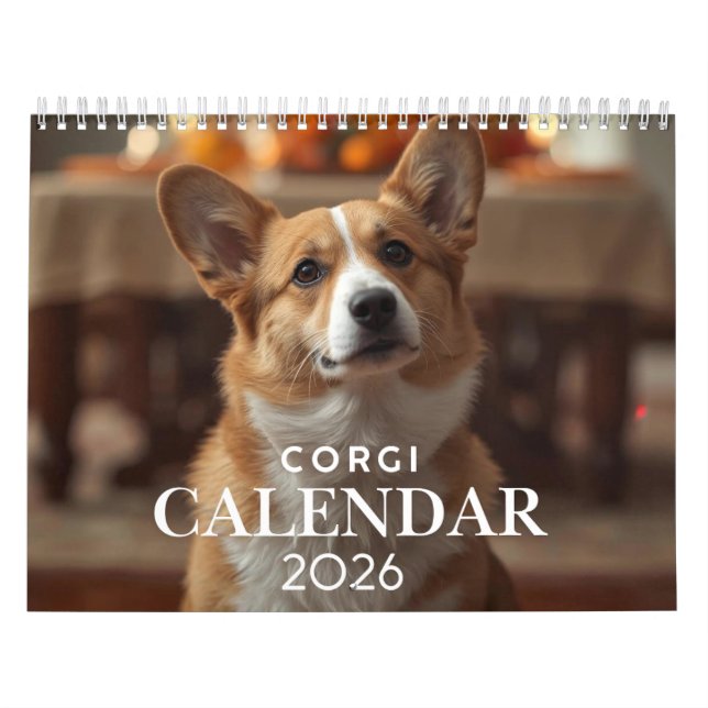 2026 Corgi Calendar – 12 Month Wall Calendar (Cover)
