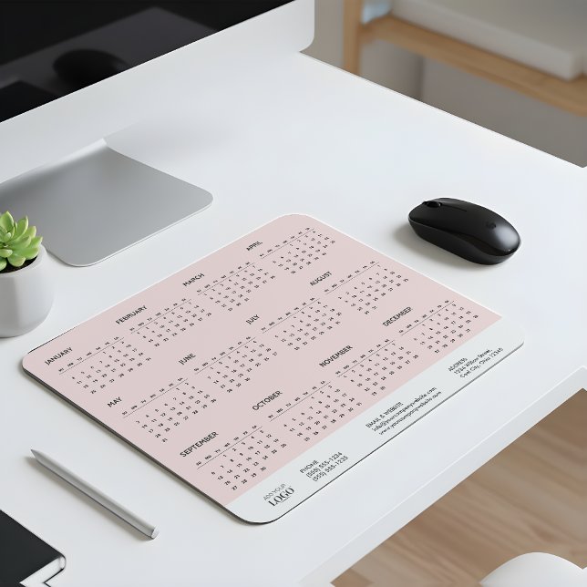 2026 Corporate Full Year Calendar Giveaway Pink Mouse Pad (Creator Uploaded)