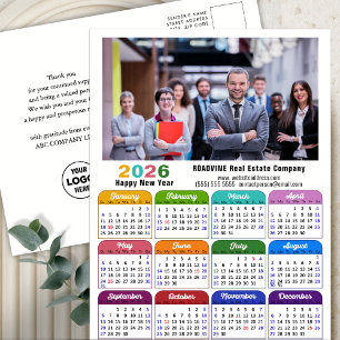 2026 Corporate Photo Colourful Calendar US Holiday Postcard