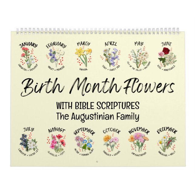 2026 Custom BIRTH MONTH FLOWERS Bible Verse Photo Calendar (Cover)