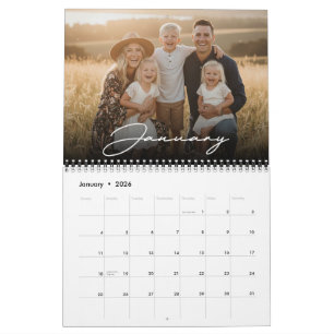 2026 Custom Family Photo Modern Elegant Script  Calendar