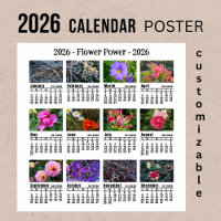 2026 custom Flower Calendar Sunday start - 