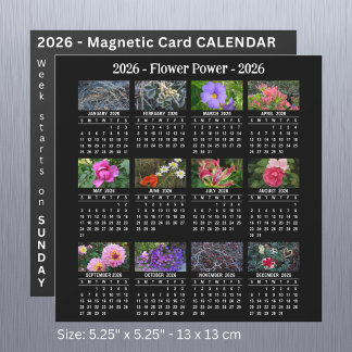 2026 Custom Flower magnetic black Calendar SU