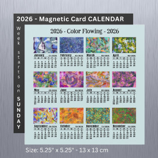 2026 Custom Flowing Colours Calendar Sunday start