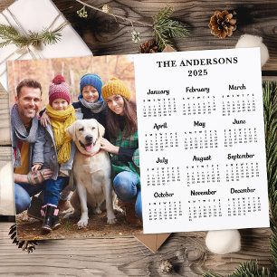 2026 Custom Photo Simple Family 12 Month Calendar Holiday Card