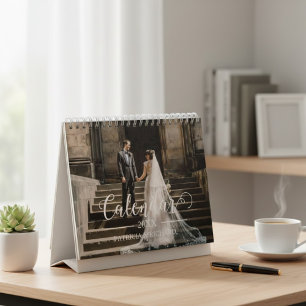 2026 Custom Wedding Photo Chic Script  Calendar