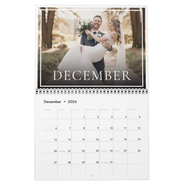 2026 Custom Wedding Photo Newlywed Chic Calendar (Dec 2026)
