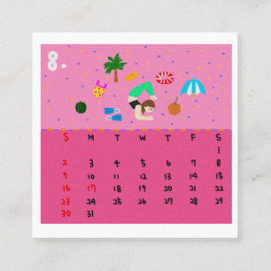2026 Cute Cartoon Yoga Poses Calendar, Health Square Business Card