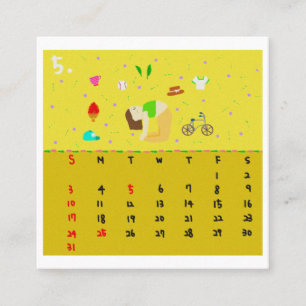 2026 Cute Cartoon Yoga Poses Calendar, Health Square Business Card