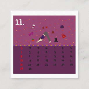 2026 Cute Cartoon Yoga Poses Calendar, Health Square Business Card