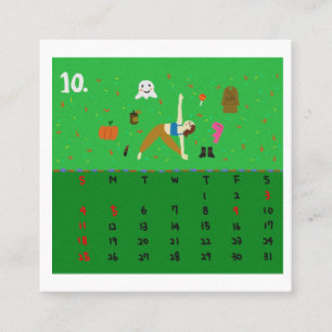 2026 Cute Cartoon Yoga Poses Calendar, Health Square Business Card