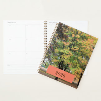 "2026" Date Autumn Maple Tree Painting  Planner