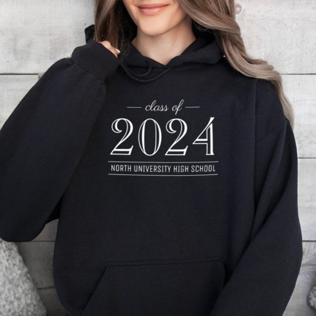 2026 Elegant Black and White Custom Graduation Hoodie (Creator Uploaded)