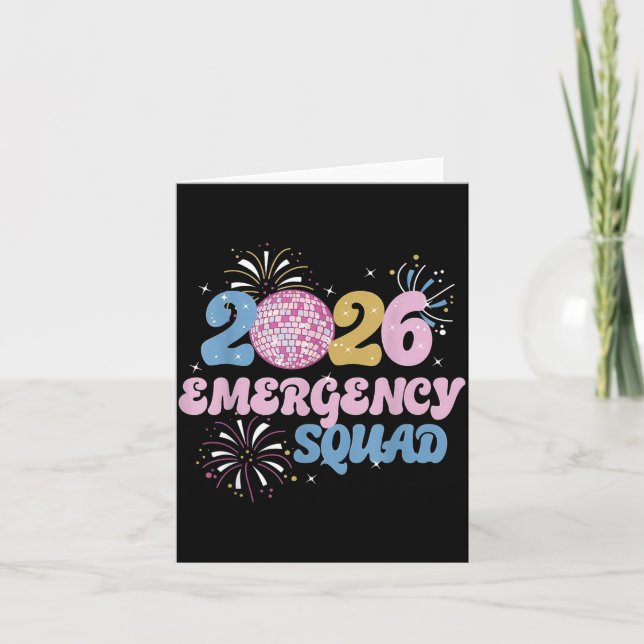 2026 Emergency Squad Er Nurse Happy New Year Disco Card (Front)