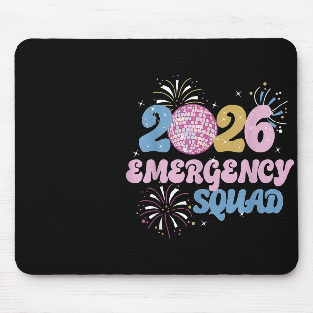 2026 Emergency Squad Er Nurse Happy New Year Disco Mouse Pad (Front)