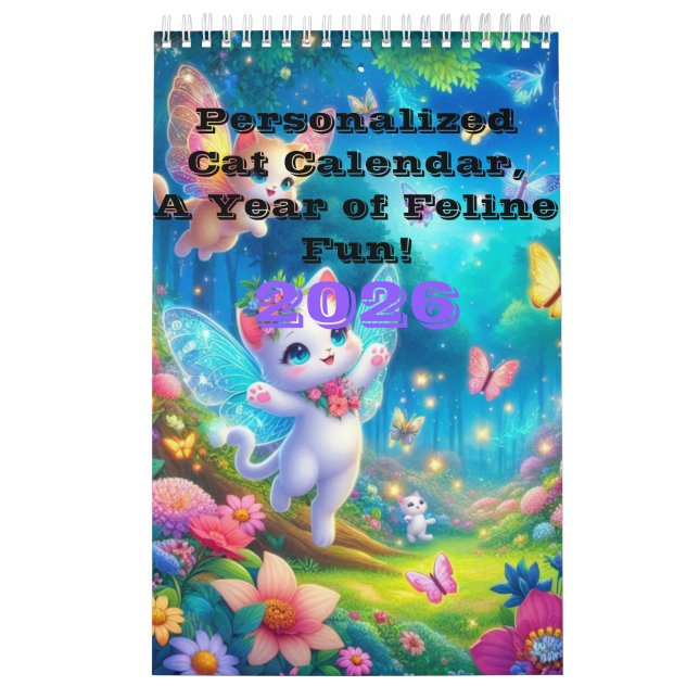 2026 Enchanted Fairy CuteCat Calendar Personalised (Cover)
