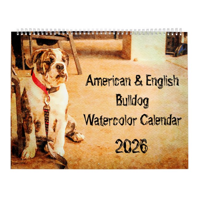 2026 English Bulldog British American Bully Gift Calendar (Cover)