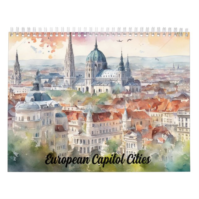 2026 European Capital Cities Watercolor Travel Art Calendar (Cover)