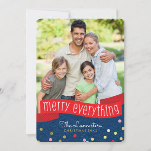 2026 FAMILY PHOTO cute confetti merry everything Holiday Card