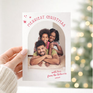 2026 FAMILY PHOTO merriest christmas fun arch red Announcement