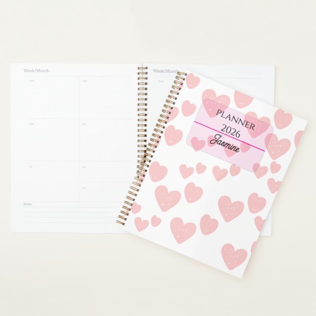 2026 Feminine Planner | Soft Pink Hearts & Elegant (Display)
