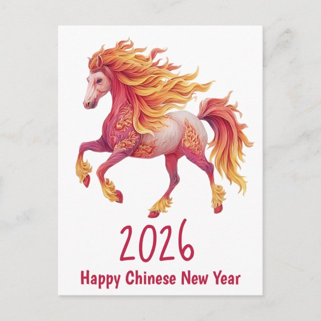 2026 Fiery Horse – Happy Chinese New Year Postcard (Front)