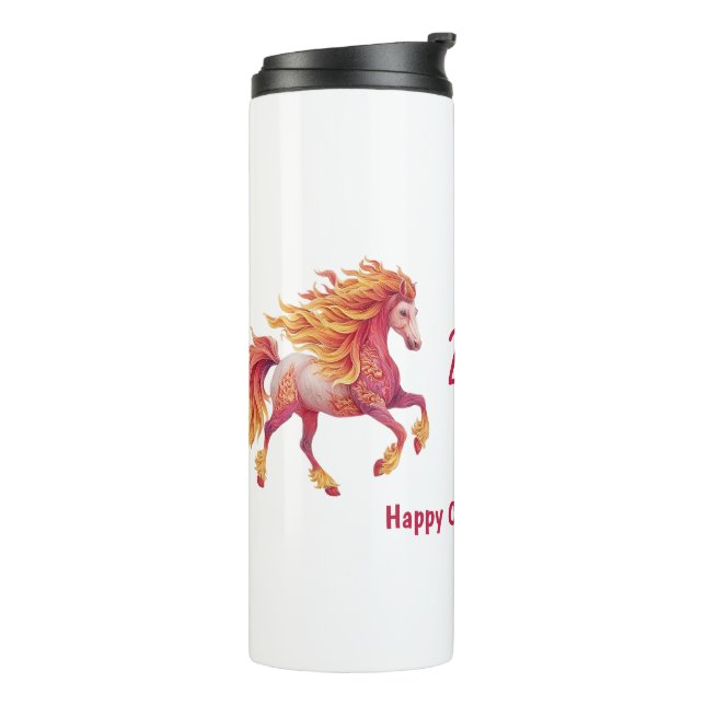 2026 Fiery Horse – Happy Chinese New Year Thermal Tumbler (Rotated Left)