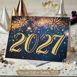 2026 Fireworks New Year Eve Party Merry Christmas Holiday Card