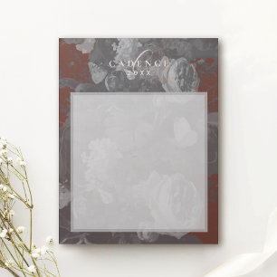2026 Floral Chic Artistic Typography Brick Red Notepad