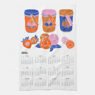 2026 Folk Art Cottagecore Jam Preserves Calendar Tea Towel