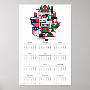 2026 Football Calendar USA, Canada, Mexico Poster
